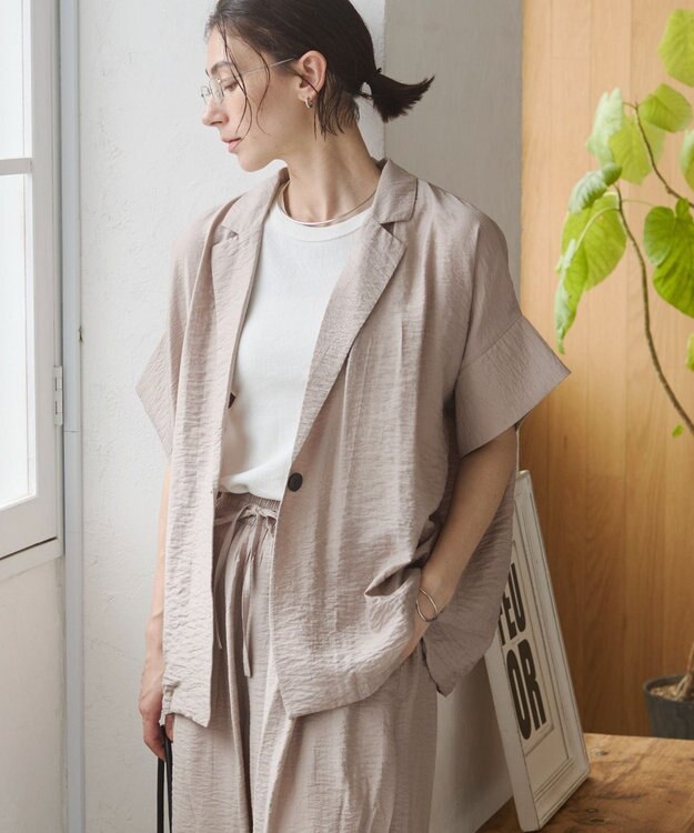WEGO 【ANGIE VINTAGE】接触冷感半袖ジャケット ライトグレー