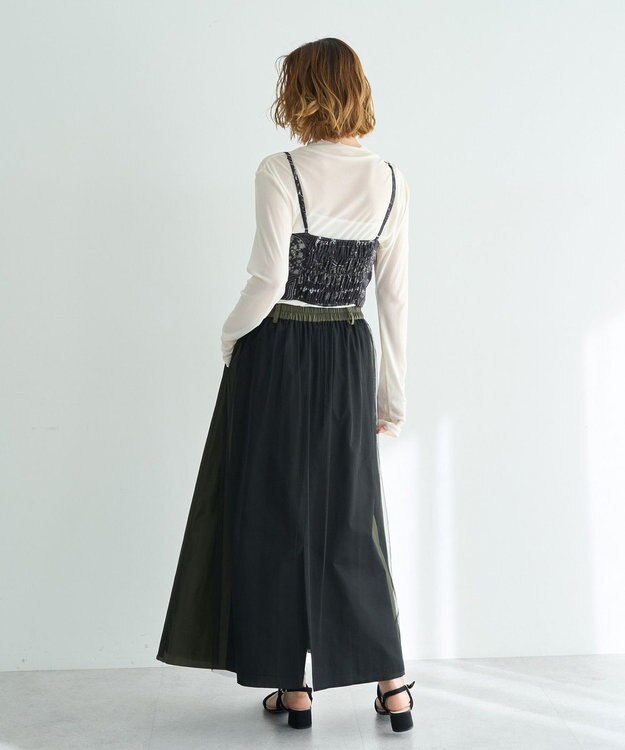 YECCA VECCA スカーフ柄オーバーキャミ Black