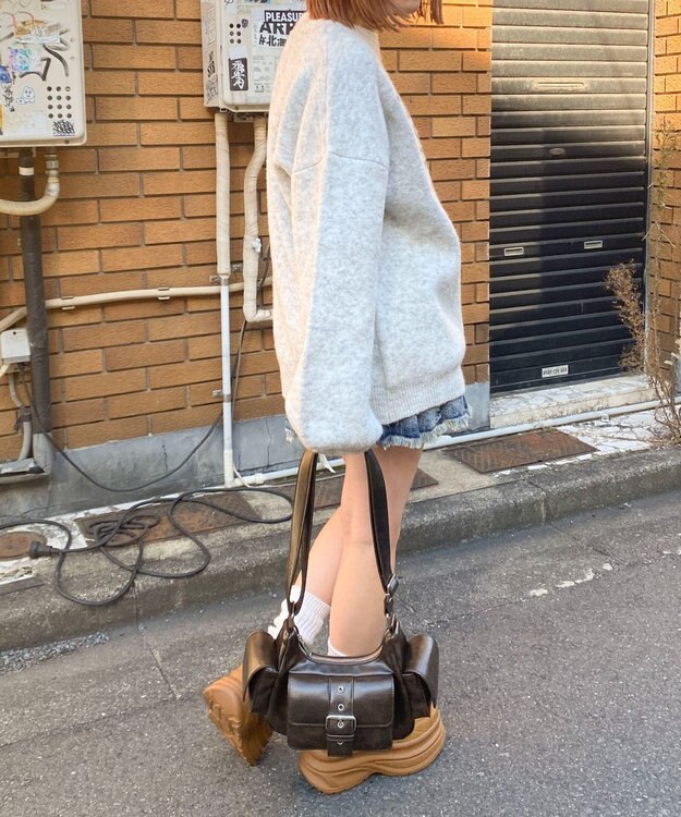 WEGO ハトメベルトポケットショルダー ブラウン