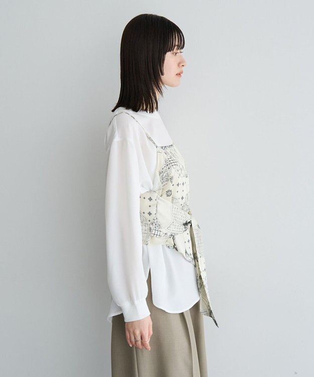 YECCA VECCA スカーフ柄オーバーキャミ Black