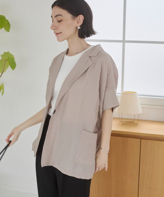 WEGO 【ANGIE VINTAGE】接触冷感半袖ジャケット ライトグレー