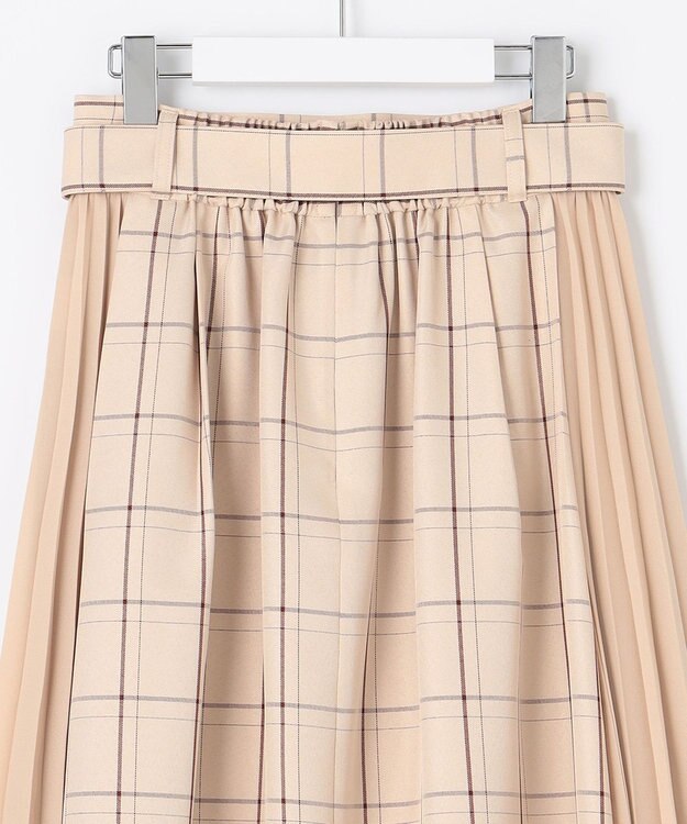 Feroux 【洗える】プリーツコンビチェック スカート ベージュ系3