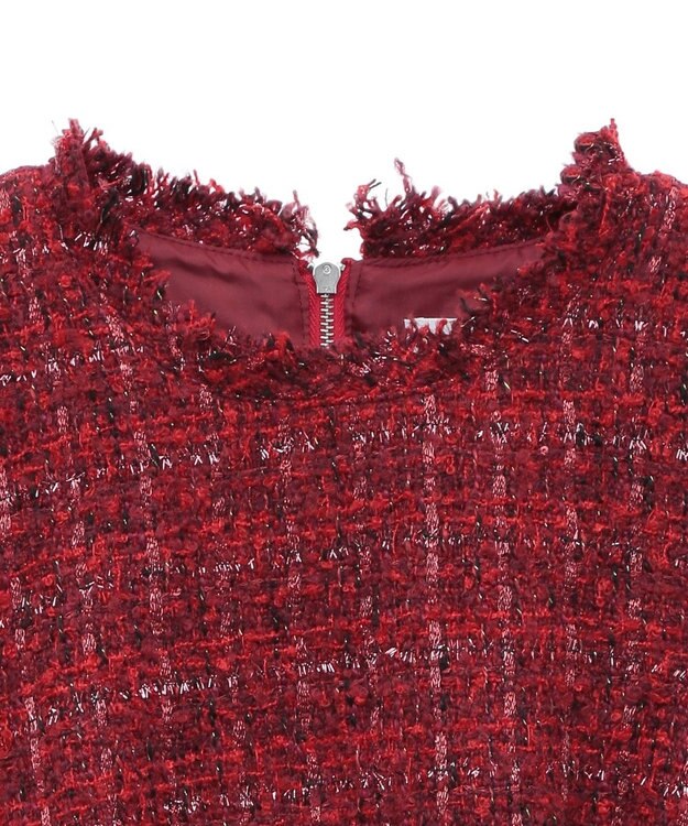 Green Parks ツイードペプラムベスト Red