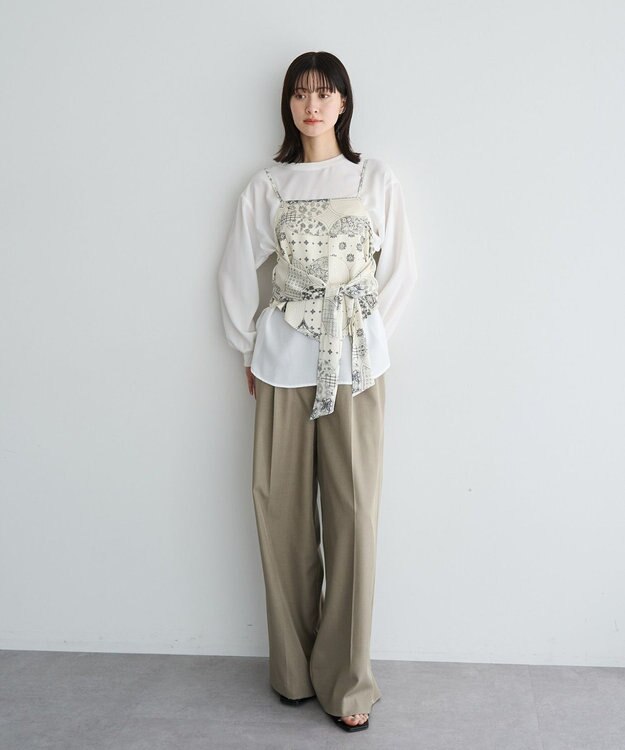 YECCA VECCA スカーフ柄オーバーキャミ Black