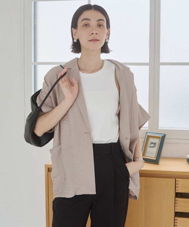 WEGO 【ANGIE VINTAGE】接触冷感半袖ジャケット ライトグレー