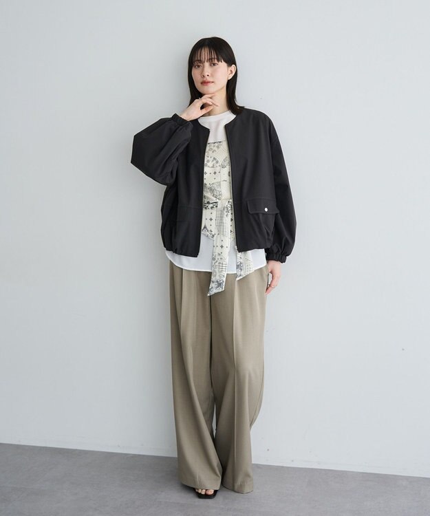 YECCA VECCA スカーフ柄オーバーキャミ Black