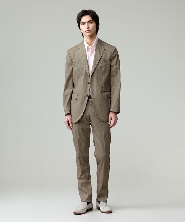 J.PRESS MEN 感動！？上品な見た目に着心地抜群なセットアップ【MECHANICAL】【超軽量 / 清涼感 / 洗える】ハイパワーストレッチ リネンルックパンツ ベージュ系