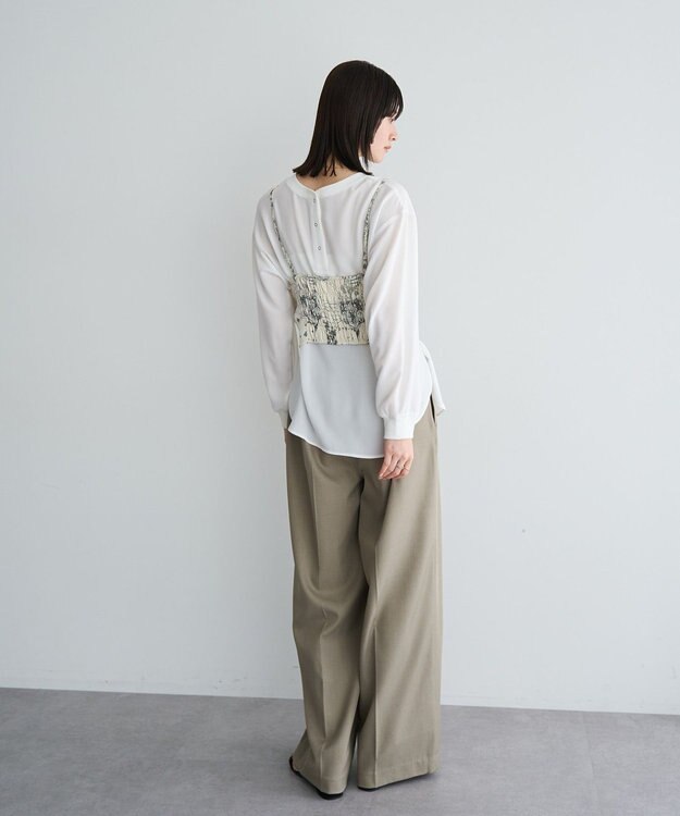 YECCA VECCA スカーフ柄オーバーキャミ Black