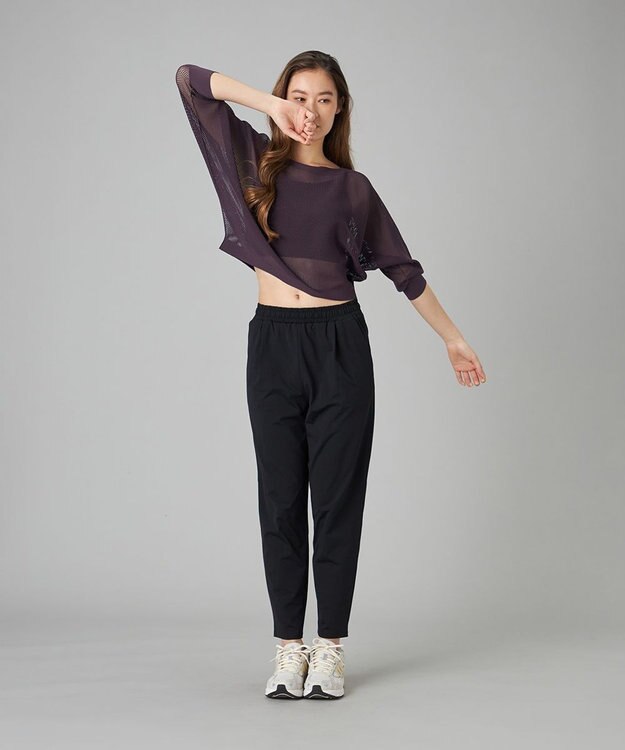 Chacott Chacott BALANCE【ノーソイングニット】７分袖メッシュニットＴシャツ ブラックベリー