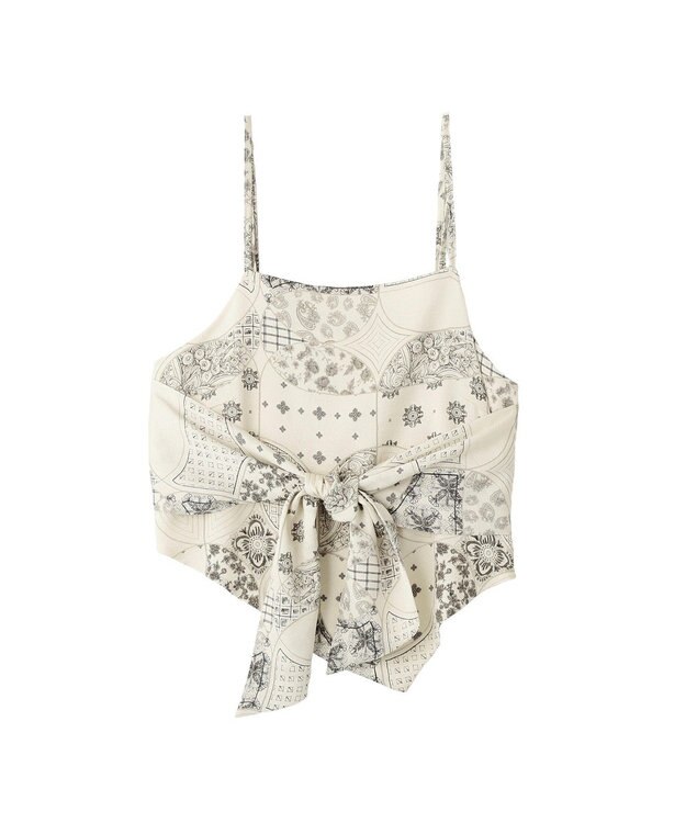 YECCA VECCA スカーフ柄オーバーキャミ Black