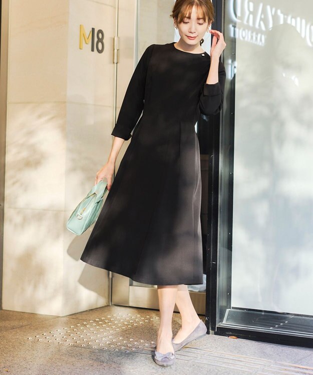 Tiaclasse 【ダブルストレッチ・洗える】フレアワンピース ブラック