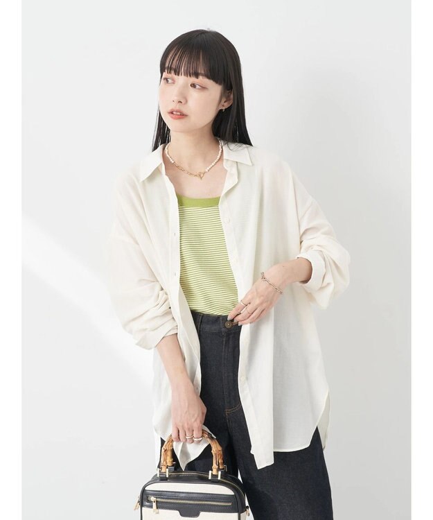 earth music&ecology シアーボーイズライクシャツ Off White