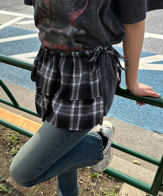 WEGO チェックラップスカート ブラック