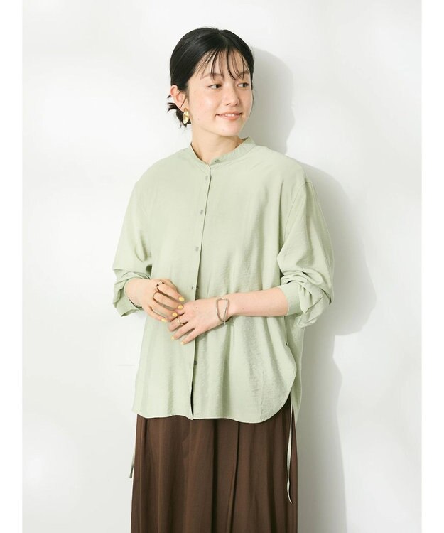 CRAFT STANDARD BOUTIQUE レーヨントロミサイドリボンチュニック Light Green