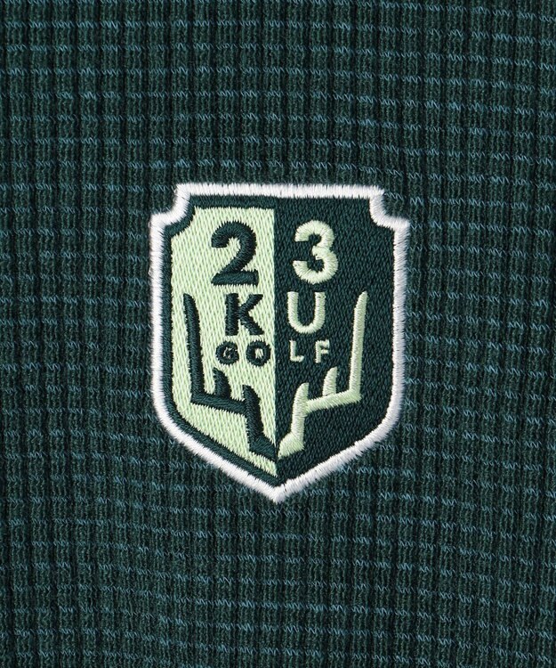 23区GOLF 冬の定番トップス【MEN】【吸湿発熱】グランサーモワッフル モックネックシャツ ダークグリーン系