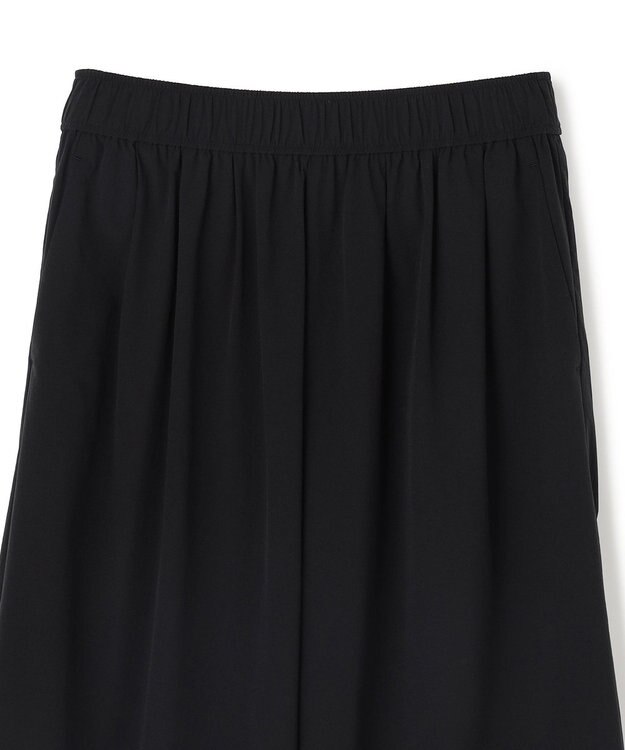 UNFILO 【セットアップ着用可/ウエストゴム】FINE MOVE ギャザーワイドパンツ ブラック