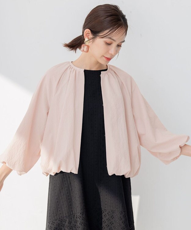 組曲 【洗える】サッカーストレッチ ブルゾン ローズ系