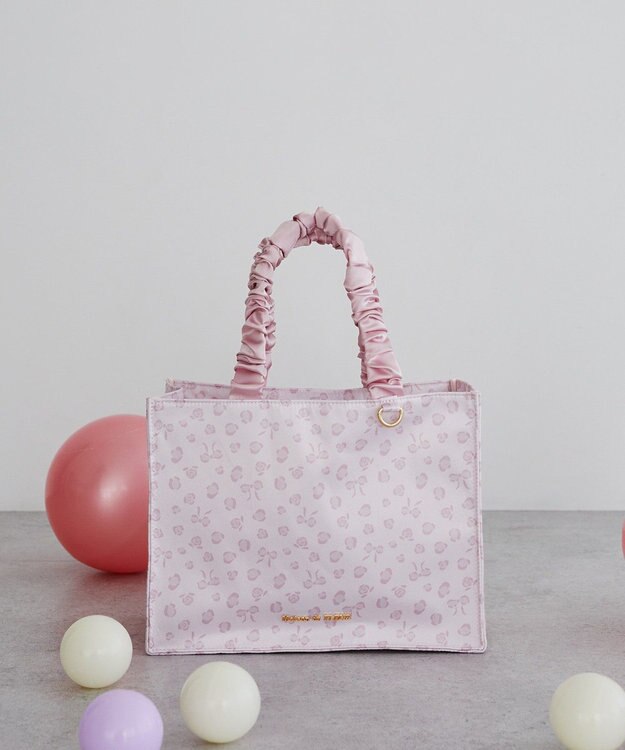 Maison de FLEUR リボンレオパードギャザーハンドルスクエアトート Light Pink