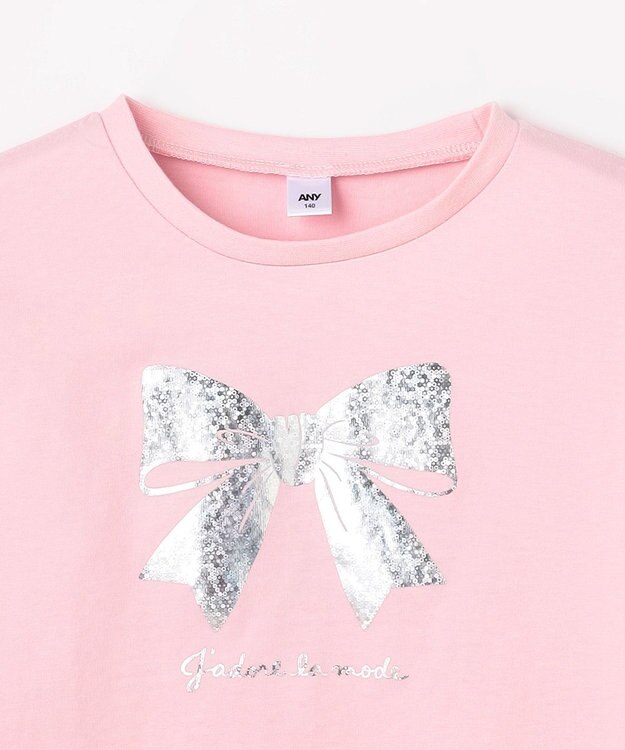 ANY KIDS 【綿100%】リボンアソート 長袖Tシャツ ピンク