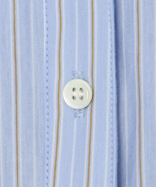 J.PRESS LADIES 【イージーケア】STRIPE JERSEY シャツ衿 カットソー サックスブルー系1
