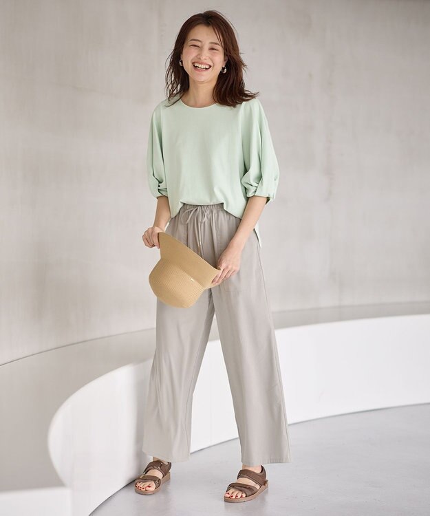 ANY L 【洗濯機可能/接触冷感/UVケア/イージーケア】清涼リラックスパンツ グレージュ