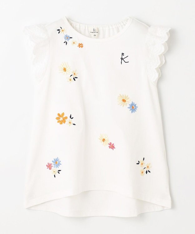 組曲 KIDS 【110-140㎝】フラワーエンブロイダリー チュニック オフホワイト