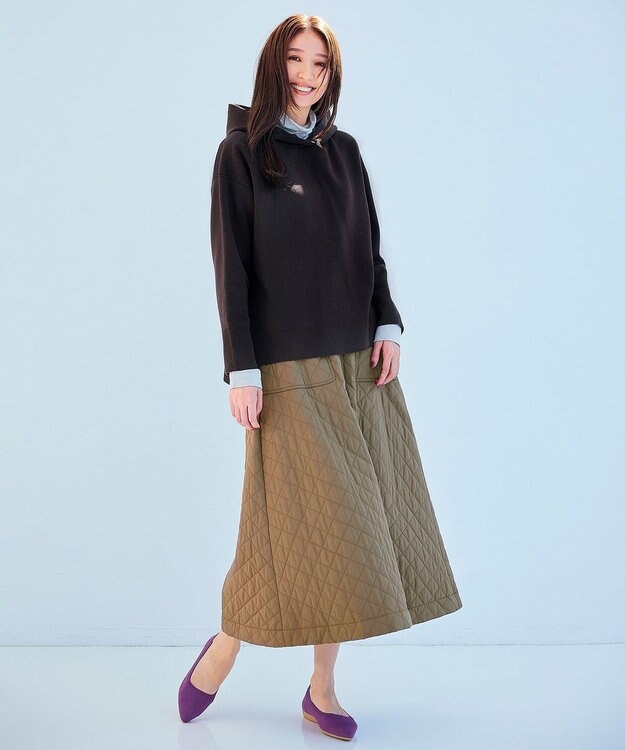 UNFILO キルティング  スカート ダークブラウン系