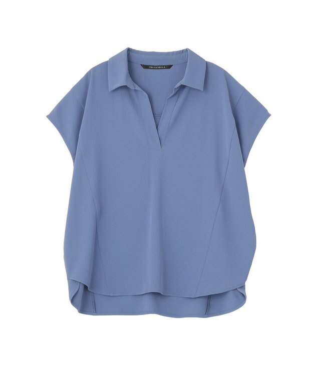 YECCA VECCA 【接触冷感】COOLスキッパーブラウス Blue