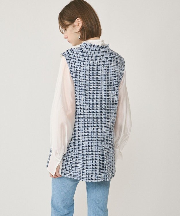 GRACE CONTINENTAL ルーズツイードジレジャケット ブルー