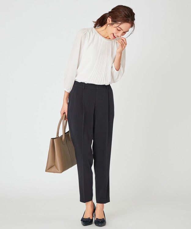 ANY 【洗える】エステルソフトストレッチ パンツ ネイビー系