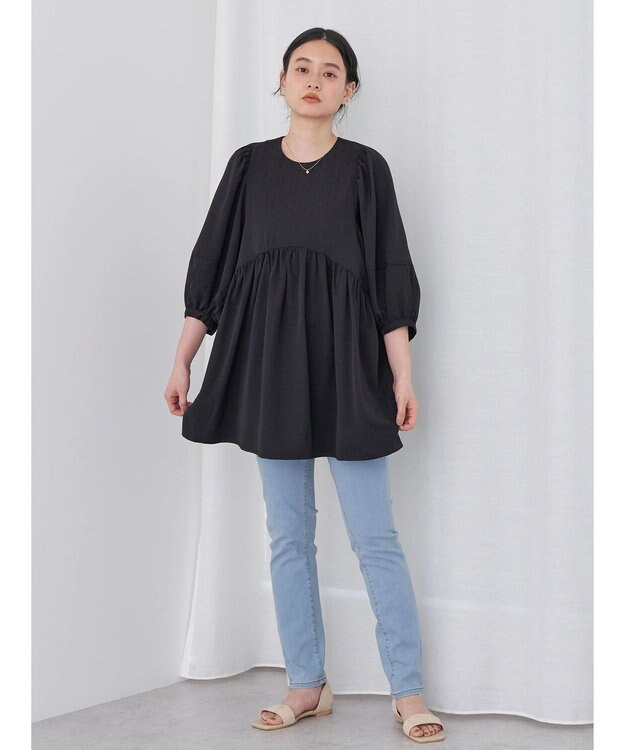 AMERICAN HOLIC ドットジャガード袖ボリュームチュニック Black