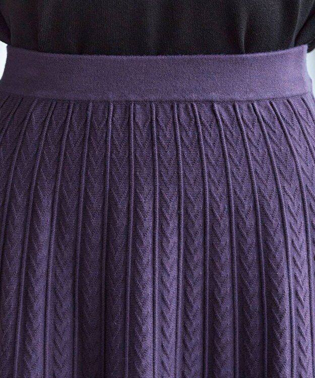 Tiaclasse アラン柄ニットフレアスカート パープル
