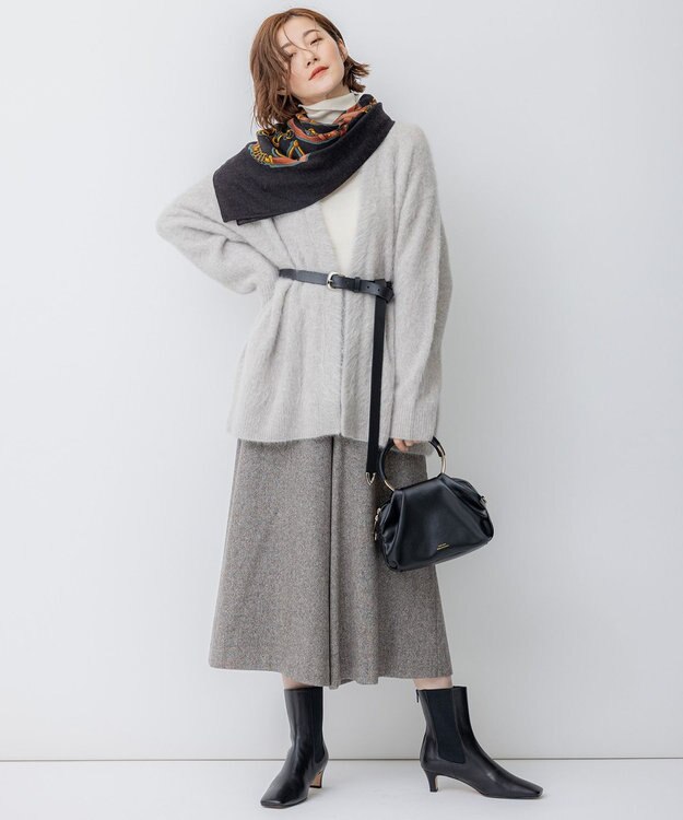 23区 アルパカシャギー ニット カーディガン ライトグレー系