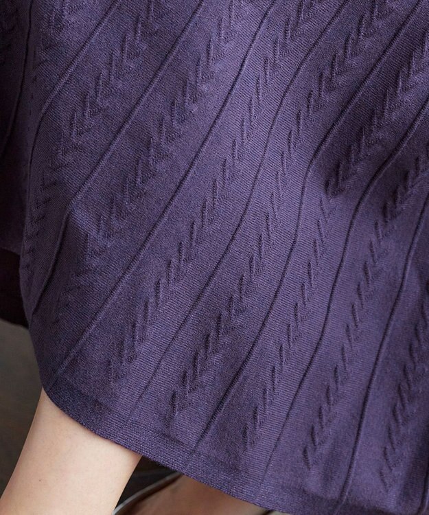 Tiaclasse アラン柄ニットフレアスカート パープル