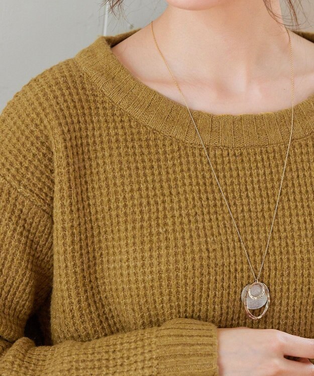 Tiaclasse 【洗える】大人可愛いワッフルニットトップス マスタード