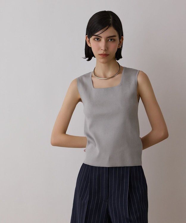 GRACE CONTINENTAL ブライトニットノースリーブ グレー