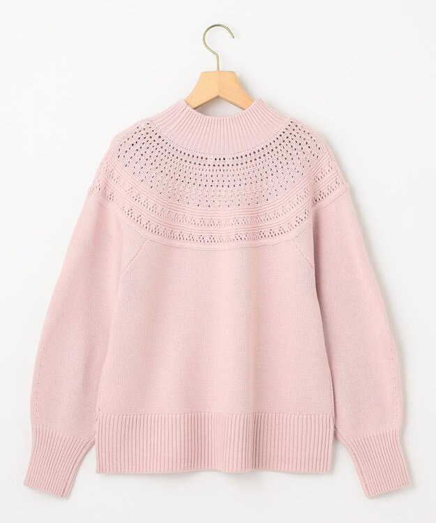 組曲 【WEB限定カラーあり】透かし編みバルキーハイネックニット ピンク系
