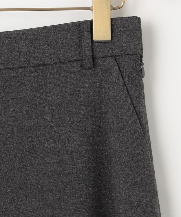組曲 【WEB限定】ウールライクストレッチ フレアパンツ チャコールグレー系