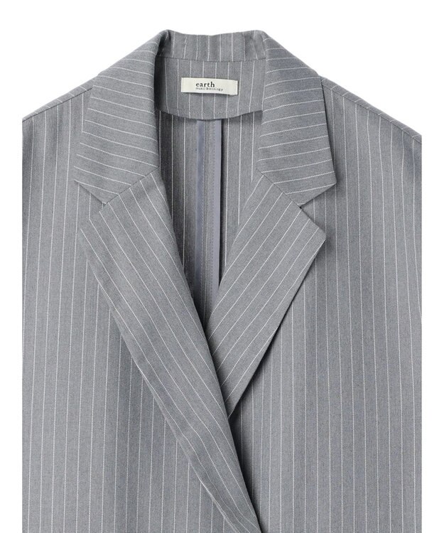 earth music&ecology ピンストライプジレ Stripe Light Gray