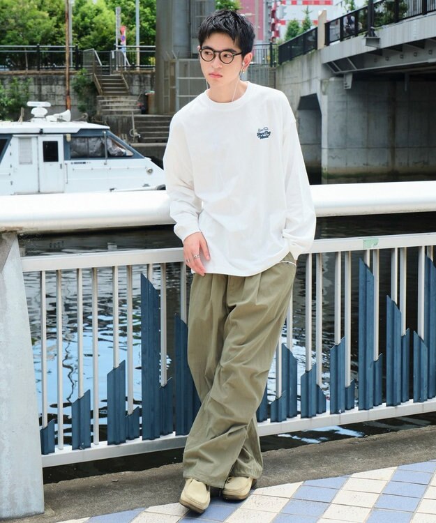 WEGO 【ユニセックス着用ITEM】フロッキーロゴBIGロンT（LS） ホワイト