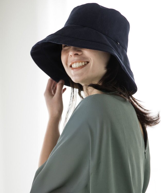 MOONBAT 【一級遮光/UVカット】UVラフィネハット（つばの広さノーマル）速乾/接触冷感/手洗いOK/サイズ調整可能/抗菌防臭加工 ネイビーブルー