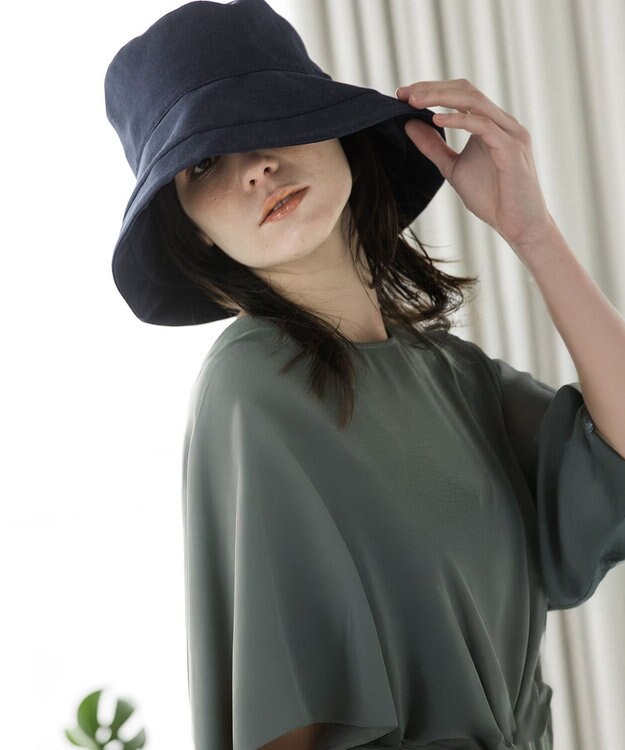 MOONBAT 【一級遮光/UVカット】UVラフィネハット（つばの広さノーマル）速乾/接触冷感/手洗いOK/サイズ調整可能/抗菌防臭加工 ネイビーブルー