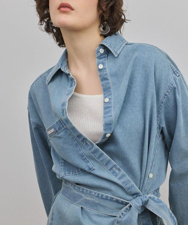 GRACE CONTINENTAL デニムボウタイシャツ ブルー