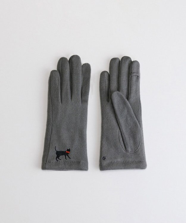 ORuKuBET おさんぽねこ刺繍ジャージグローブ(WOMEN)【タッチパネル対応】 グレー