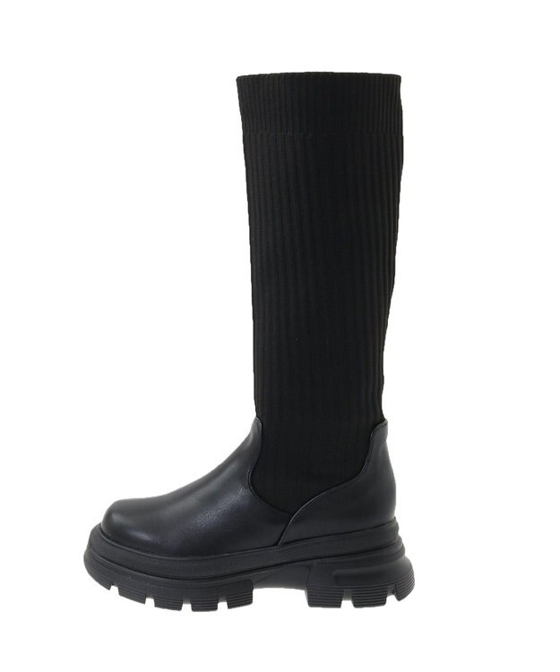 Green Parks ・ｍｉｎｉａ　ニットコンビロングブーツ Black