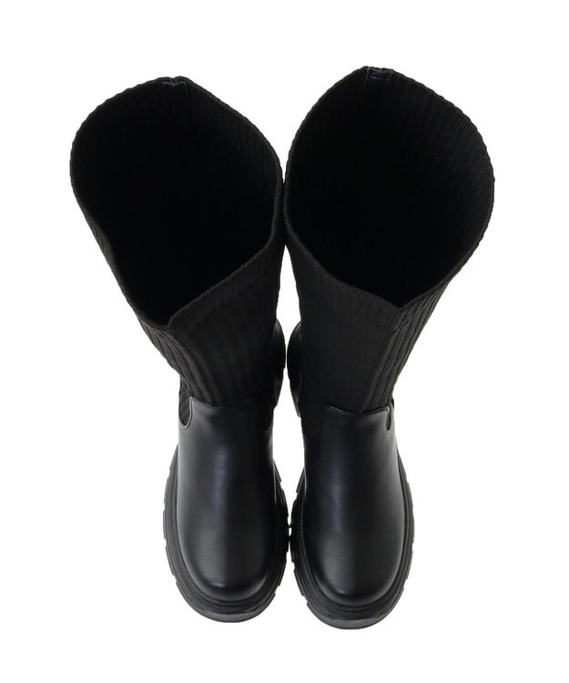 Green Parks ・ｍｉｎｉａ　ニットコンビロングブーツ Black