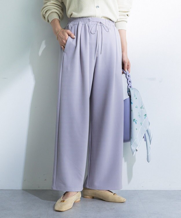 Green Parks 楽ちんリップルワイドパンツ Purple