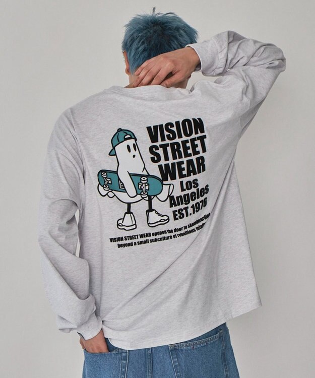 WEGO 【ユニセックス着用ITEM】別注VISIONゴーストスケータープリントT（LS） アッシュグレー