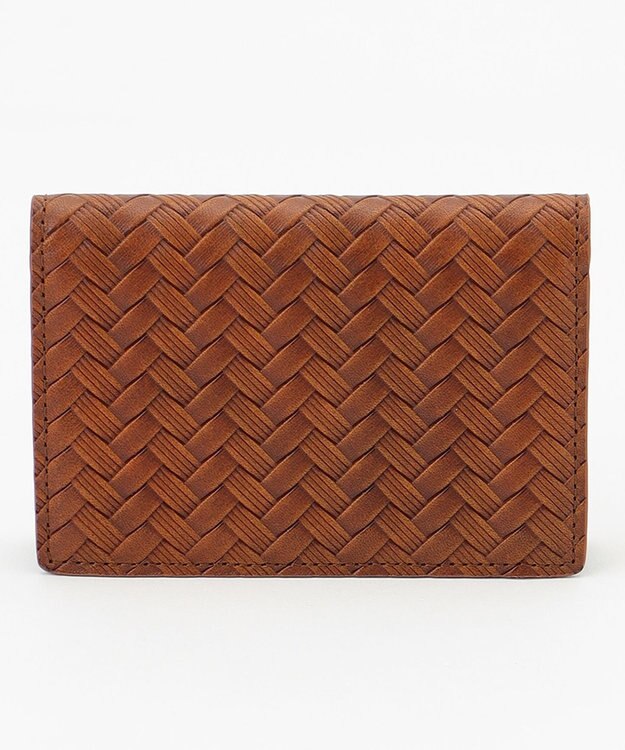 JOSEPH ABBOUD 【名刺入れ】カウレザー エンボスメッシュ キャメル系