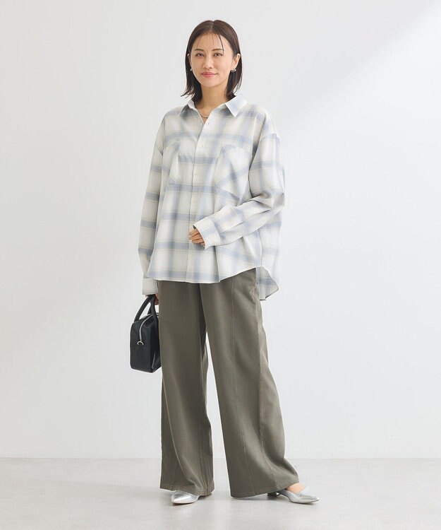 Green Parks アソートレギュラーカラーシャツ Check saxe